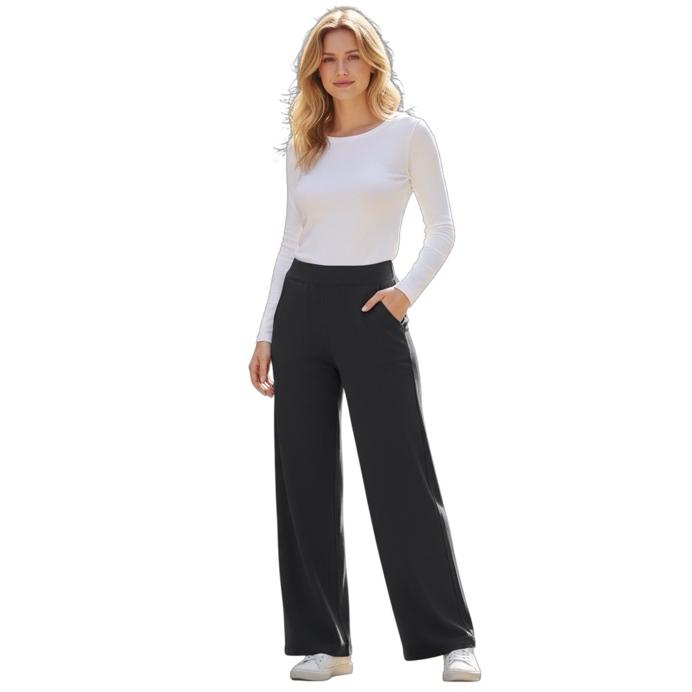 AYR High Hopes Black Wide Leg Pull On Pants Trousers Women’s M Cozy Casual Gift - Picture 4 of 9